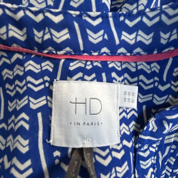 HD Paris Anthropologie Womens Kavari Blue Chevron Blouse Top Size 2 Long Sleeve - Picture 3 of 7